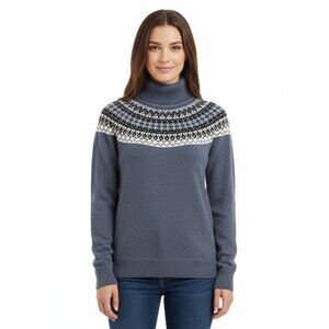 L.L. Bean Charcoal Turtleneck Sweater with Fair isle